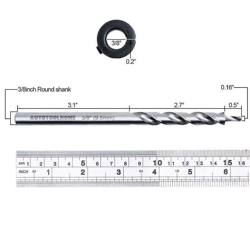 AUTOTOOLHOME أوتوتول هوم 3/8" بت الحفر مع طوق توقف العمق بطول 6.5" بديل لخطوة التواء لنظام حفر الجيب اليدوي ماستر - Image 4